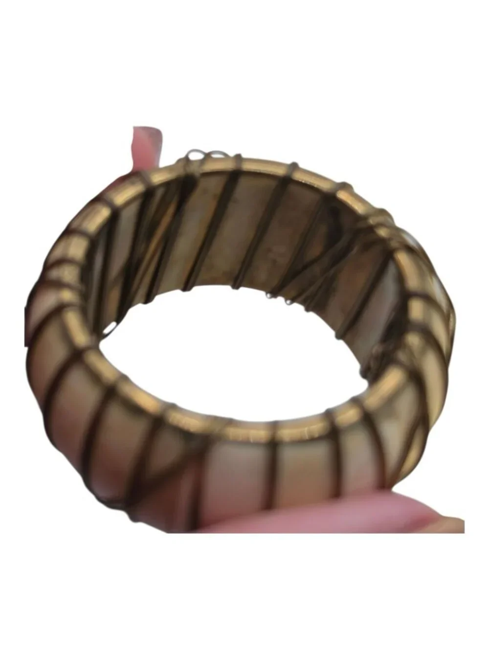 Gold Lame Metallic Napkins Wire-Wrapped Bone Rings Set Of 2